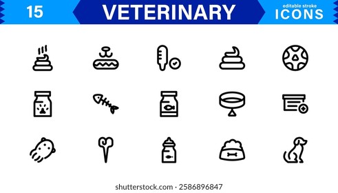 Animal Health and Veterinary Icon Pack. Professional Icons for Vet Clinics, Pet Hospitals, Medical Treatment, and Animal Welfare Designs