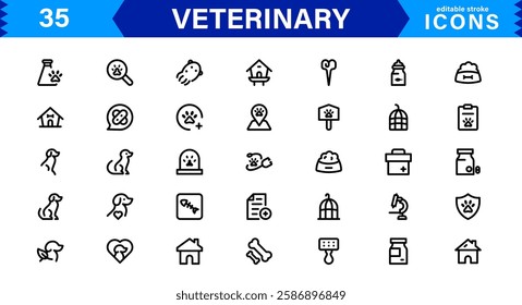 Animal Health and Veterinary Icon Pack. Professional Icons for Vet Clinics, Pet Hospitals, Medical Treatment, and Animal Welfare Designs