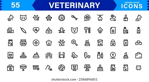 Animal Health and Veterinary Icon Pack. Professional Icons for Vet Clinics, Pet Hospitals, Medical Treatment, and Animal Welfare Designs