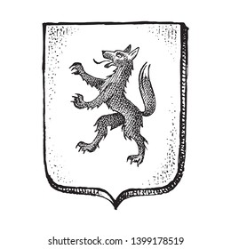 Animal for Heraldry in vintage style. Engraved coat of arms with mythical creature. Medieval Emblems and the logo of the fantasy kingdom