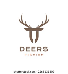 animal herbivore deer horned savanna forest wildlife modern clean minimal logo design vector