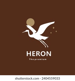 animal heron natural logo vector icon silhouette retro hipster