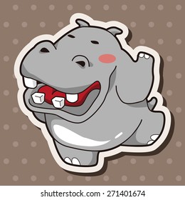 animal hippo cartoon theme elements