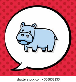 animal hippo doodle, speech bubble