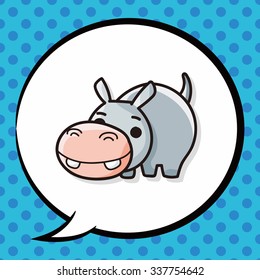animal hippo doodle, speech bubble