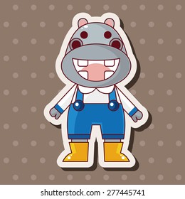 animal hippo winter cartoon theme elements