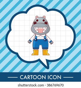animal hippo winter cartoon theme elements