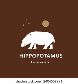 animal hippopotamus natural logo vector icon silhouette retro hipster