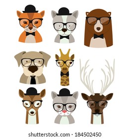 Animal hipster design over  background,vector illustration