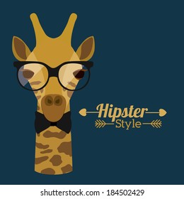 Animal hipster design over blue background,vector illustration