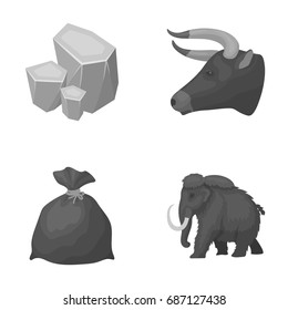 Animal, history and other monochrome icon in cartoon style.Mine, cleaning icons in set collection.