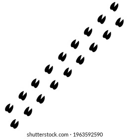 Animal hoof tracks, footprint. Pig, deer, cow or sheep Trace steps imprints isolated on white. Animal trails, paw silhouette print. Vector flat illustration for children book.