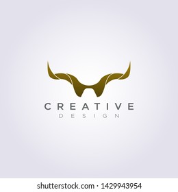 Animal Horn Abstract Vector Illustration Design Clipart Symbol Logo Template.