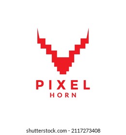 animal horn pixel logo design, vector graphic symbol icon illustration