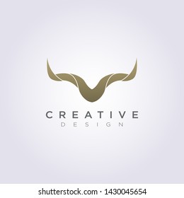 Animal Horn Vector Illustration Design Clipart Symbol Logo Template.