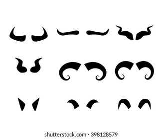 Animal horns in silhouette style, vector