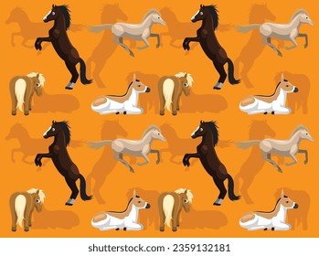 Animal Horse Donkey Pony Cartoon Seamless Wallpaper Background