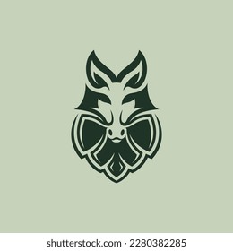 Animal horse head with hops nature modern logo