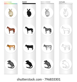 Animal, horse, mane and other web icon in cartoon style.Rabbit, fur, domestic, icons in set collection.