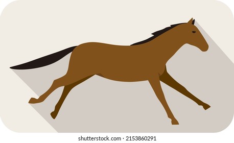 animal horse series flat icon, running, vector illustration