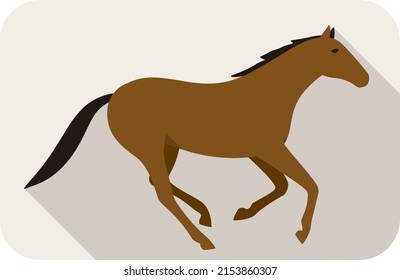 animal horse series flat icon, running, vector