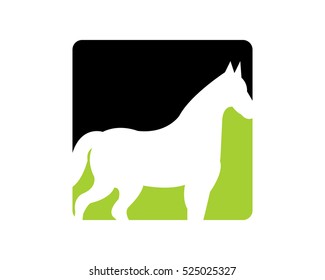 Animal Horse Silhouette Negative Space Logo Template Element