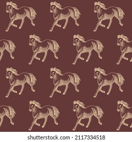 Animal horses seamless pattern texture. Seamless horse pattern