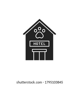 Animal hotel glyph black icon. Place where people can leave their pets at the time of departure. Pictogram for web page, mobile app, promo. UI UX GUI design element.