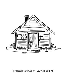 Animal house coloring book, Dog house coloring page, black and white drawing for coloring pages vector illustration.