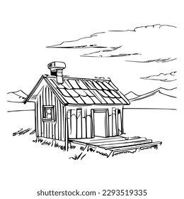 Animal house coloring book, Dog house coloring page, black and white drawing for coloring pages vector illustration.