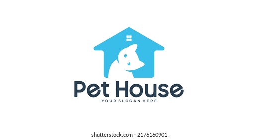 diseño del logotipo de la casa de animales, casa de gatos, casa de perros, casa de mascotas y cuidado de mascotas