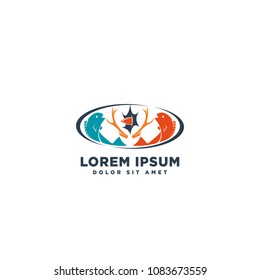 animal hunting logo design vector illustration