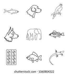 Animal husbandry icons set. Outline set of 9 animal husbandry vector icons for web isolated on white background