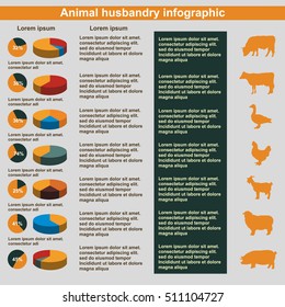 Animal husbandry infographic, agriculture, vector, flat design, elements
