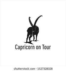 Animal ibex goat silhouette logo design template