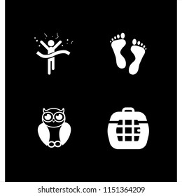 animal icon. 4 animal set with dog, bird, human footprint and race vector icons for web and mobile app