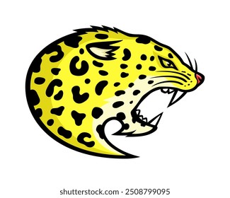 Animal icon angry leopard on white background.