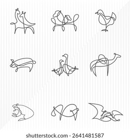 Animal icon bundle. Animal icon set. Animal line collection