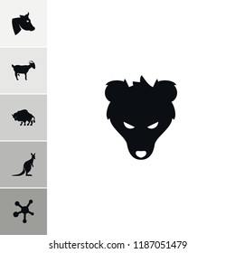 Animal icon. collection of 6 animal filled icons such as cow, kangaroo, buffalo, goat, bear. editable animal icons for web and mobile.