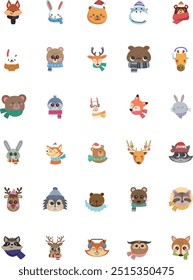 Animal Icon Combination Mammals Rabbit Fox Bear