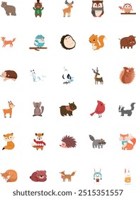 Animal Icon Combination Mammals Rabbit Fox Bear