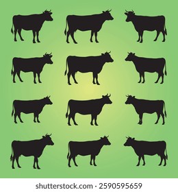 animal, icon, cow, vector, silhouette, farm, symbol, cattle, mammal, illustration, milk, isolated, agriculture, beef, design, logo, nature, graphic, white, black, bull, art, livestock, meat