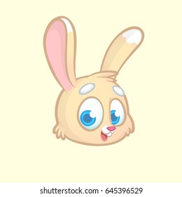 Animal icon element, cartoon rabbit head isolated white background. Vector bunny illustration. Great for banner, sticker, logo or children book illustration