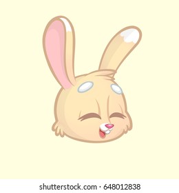 Animal Icon Element, Cartoon Rabbit Head Isolated. Vector  Illustration Of Laughing Bunny With Eyes Closed