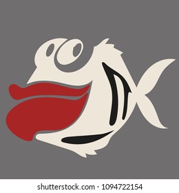 animal icon label fish, vector illustration 