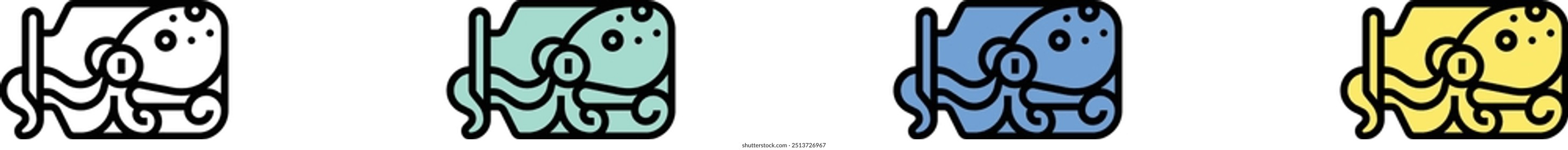 animal icon. Outline, Green, Blue and Yellow Style Design Isolated On White Background