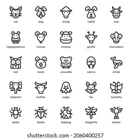 Animal icon pack for your website design, logo, app, UI. Animal icon outline design. Vector graphics illustration and editable stroke.