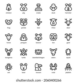 Animal icon pack for your website design, logo, app, UI. Animal icon outline design. Vector graphics illustration and editable stroke.