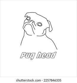 Animal icon. Pug head symbol line art icon design concept stock illustration.
