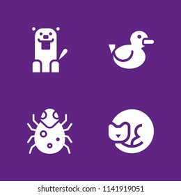 animal icon set. beaver, bug and duck vector icon for graphic design and web